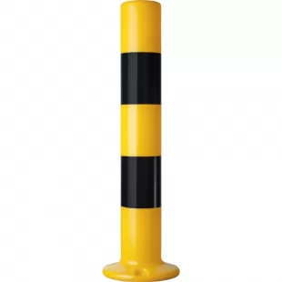 Słupek parkingowy blokujący U-12c | PCV, 80 cm, na stopie, żółto-czarny